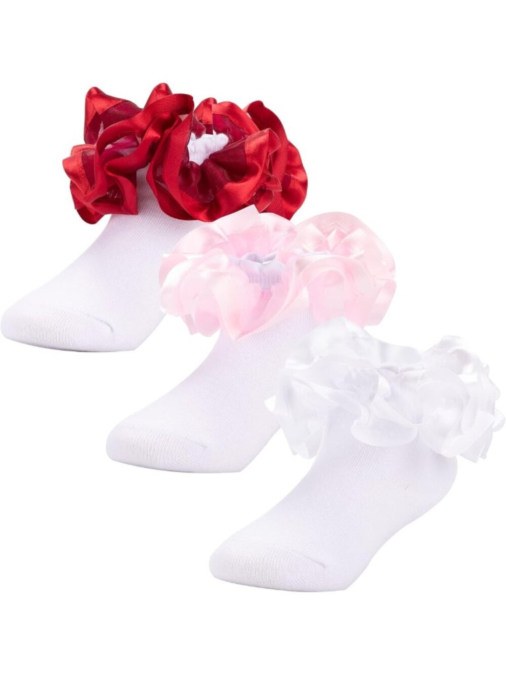 Adorable Toddler Girls Double Lace Socks with Ruffle Cuffs - Perfect for Infants